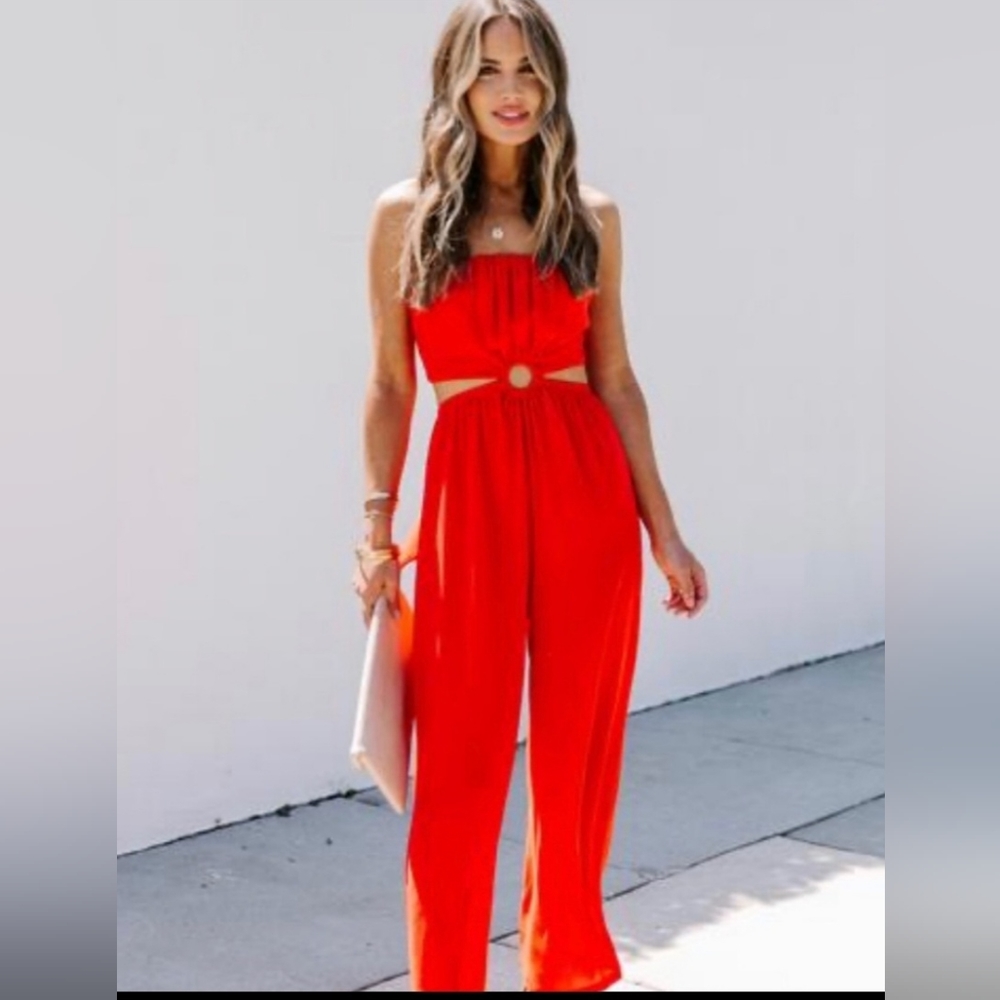 Vici All Dolled Up Red Jumpsuit